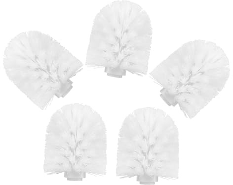 BESTYASH 5 Cabezales de Repuesto Cerdas Firmes y Densas para Escobillas de Baño de Plástico Blanco Adecuado para Limpieza de Inodoros en Baño U Oficina
