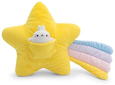 NICI Cuscino in Peluche a Forma di Stella cadente, Morbido e Ideale per Le Coccole di Bambini e Adulti, per casa, Asilo o in Viaggio, 40 x 28 cm, Giallo – 62222