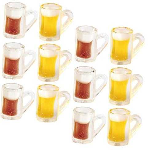 Luxshiny 80pièces Miniatures De à Bière pour Décorations De Maison De Poupée Accessoires Photo Et Chope à Bière Fausse Jaunes Marron
