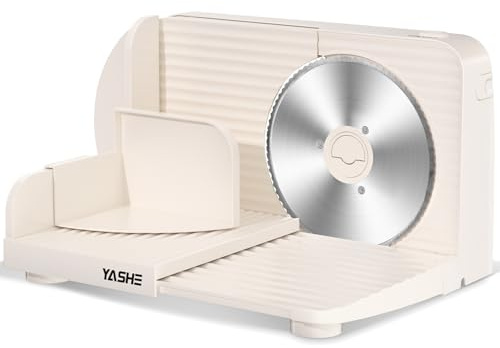 YASHE Foldable Food Slicer, Electric Meat Slicer with Adjustable Thickness 0–15 mm, 17 cm Stainless Steel Blade, 180W Motor, Portable & Easy to Clean for Meat, Cheese, Bread, Vegetables