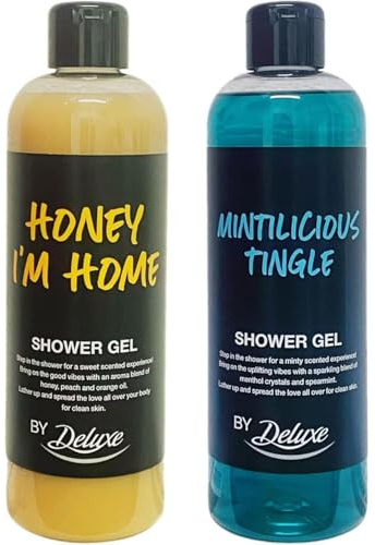HONEY I'M HOME & MINTILICIOUS TINGLE by LidI - SHOWER GEL - Honey, Peach & Orange and Menthol Crystals & Spearmint Scented | 500mL Each [Total 1000mL]