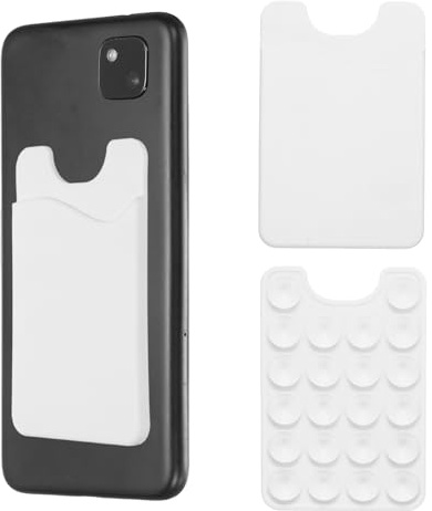 sourcing map 2 Pack Suction Phone Card Holder, Silicone Suction Cup Phone Grip Card Holder Mount with Card Slot for Cellphone, White