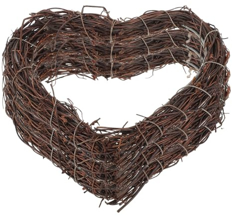 3pcs Heart Shaped Rattan Wreath Christmas Hanging Decor Coffee | Lightweight Flexible DIY Decoration, Easy to Hang, Wall Decor and Festive Use, Unique Creative Heart Design