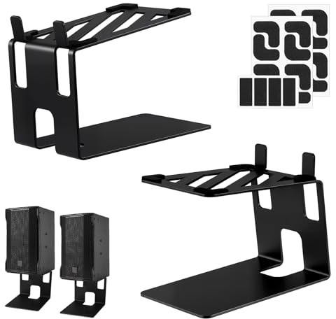 Faankiton 2 Supports de Haut-Parleurs de Bureau, Support de Moniteur de Studio Professionnel Anti-Vibration, Capacité de Charge 20kg par Supports d'Enceintes de Bureau Pieds Enceintes, Inclinée 5° (A)