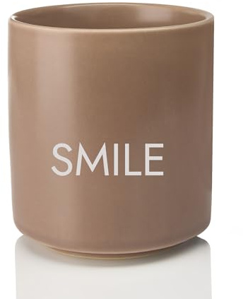 Giftandprint - Taza de cerámica con diseño de sonrisa de color marrón, regalo para mujeres, hombres, novios, compañeros de trabajo, ideal para Navidad, 250 ml, taza de café sin asa, color marrón