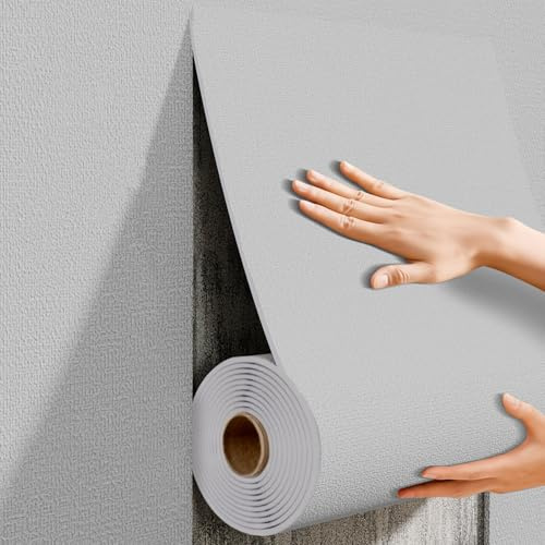 Aeovot Rouleau Isolant Thermique - 5mm Papier Peint Autocollant Anti-Humidité/Imperméable/Réduction du Bruit, Papier Peint Adhesif Coussin Mural Revetement pour Décoration de Maison(Gris,50cmx3m)
