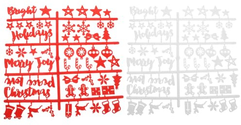 iplusmile 2 Sets Felt Letterboard Letters and Holiday Symbols for Christmas, Red and White Felt Alphabet and Number Accessories, Changeable Festive Message Board Pieces for Home and Office