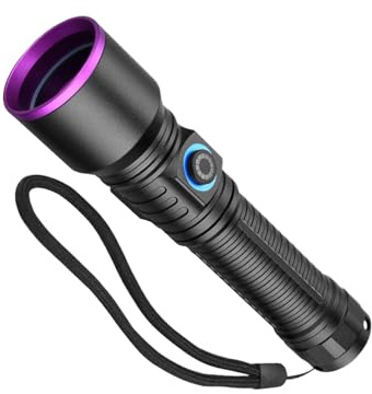 Torcia UV portatile, luce ricaricabile, strumento di identificazione minerale UV con fascio luminoso, torcia per ispezione per casa, camera d'albergo, ricerca di incidenti, macchie secche, torcia UV