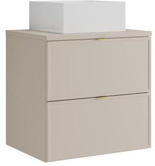 Vente-unique - Meuble de Salle de Bain Suspendu avec Vasque à Poser carrée - Beige - 60 cm - ONDIL