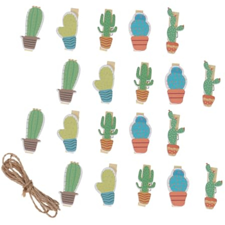 GALPADA Clip per Porta Memo a Forma di Cactus 20 in Legno e Segnaposto Accessori Decorativi per Compleanni e Matrimoni per Casa e Ufficio