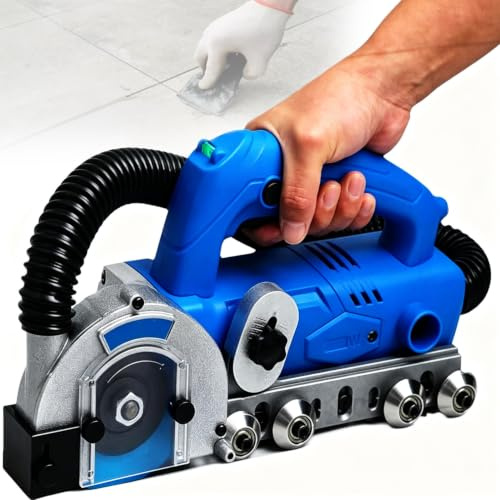 Elektrisk fogrengöringsmaskin 1200W med inbyggd dammuppsamlare,kakelfogrengöringsmaskin för 1,5-2 mm fogar,justerbart djup,9000 RPM,för badrum,kök,golvrenovering standard+Q6