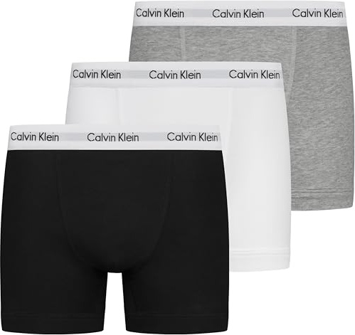 Calvin Klein Men’s 3 Pack Trunks Underwear, Multicolor (Black/White/Grey Heather), M