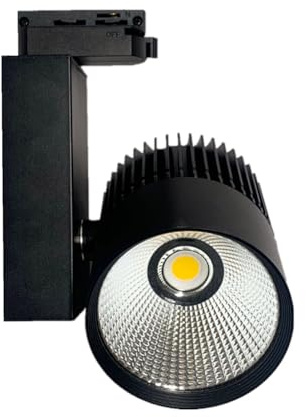 ONSSI Foco LED 30W 3000lm para Carril Monofásico de 2 Hilos Negro (Luz Neutra) Alta Luminosidad Foco Led de Techo, Iluminacion para Comecial