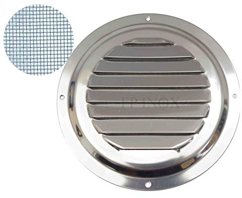 FP INOX Rejilla de Acero Inoxidable Redondo con mosquitera diámetro 150 mm Rejilla ventilación Ventilación