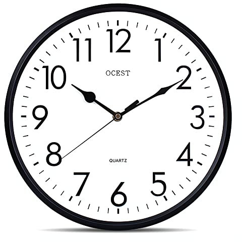 OCEST Garden Clocks Outdoor Waterproof, 12inch Large Display Battery Operated Quartz Decorative Clock Silent Non-Ticking Round Easy to Read for Pool Patio Bathroom Kitchen