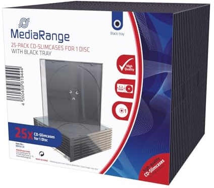 MediaRange 25er-Pack CD-Slimcases für 1 Disc mit schwarzem Tray