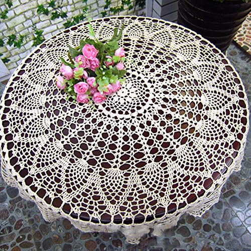 Handgemachte Gehäkelte Tischdecke Aus Baumwolle, Runde Vintage Spitzen Tischdecke, Tischsets Für Hochzeiten Und Abendessen, 80 cm