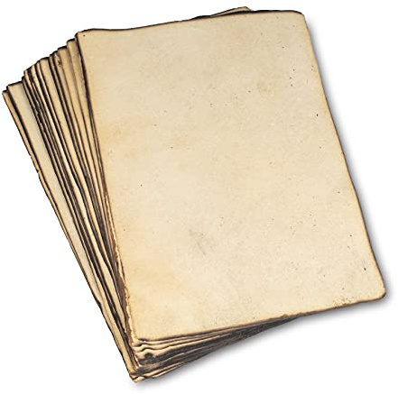 Carta Vintage Antica Fatta a Mano con Bordo Bruciato - Confezione da 50, Formato A5 - Carta per Fogli Sciolti, Acquerello, Scrittori, Inviti, Carta Riciclata, Spessore 150 GSM - 21x14 cm