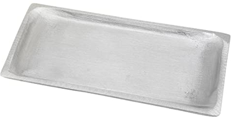 NKlaus piatto per candele rettangolare 17x9cm alluminio argento opaco sottobicchiere piattino decorazione 10427