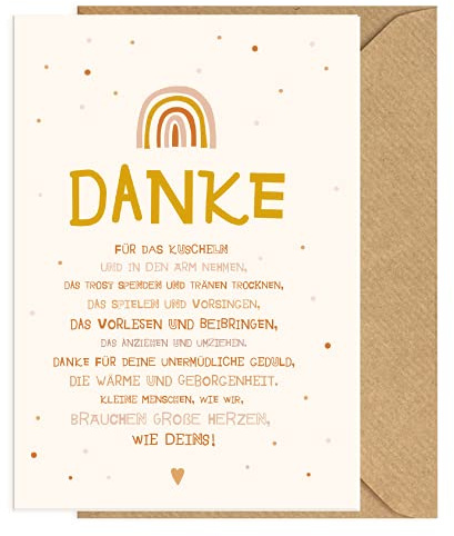 Koko Lora Dankeskarte für Erzieherin, Erzieherin mit Umschlag aus Kraftpapier – Grußkarte mit natürlichem Umschlag rosa