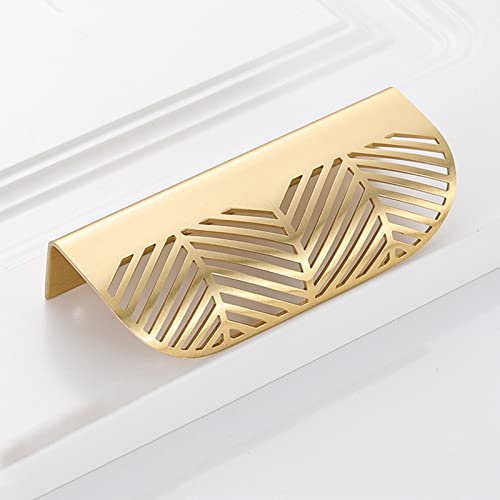 NANNAN3360 Blattform Schrankgriff Messing Schubladengriffe Gold Türgriff, für Zuhause Küche Badezimmer Schlafzimmer Möbel Kleiderschrank Kommode Griffe, mit Schrauben (Large)