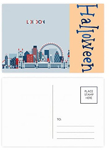 Britain UK London Eye Bridge Tower Blue Halloween Postkarten-Set Dankeskarte Postkarte Seite 20 Stück