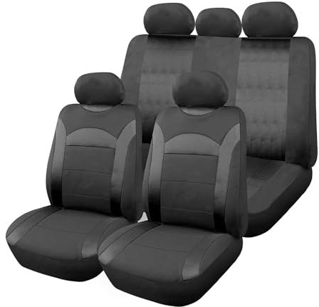Enerfero Funda Asiento Coche,Funda Asiento del Coche,Juegos Completo Funda Coche.Funda Universal Coche Transpirable (Negro)