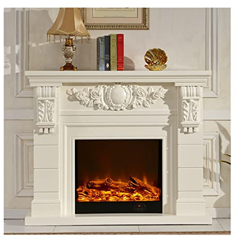 Electric Fireplace Electric Fireplace Insert Firebox Burner Fireplace Set Wooden Mantel Living Room Chimney Artificial Optical Flame (Color : White with Heater)