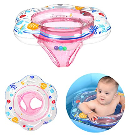 XQMMGO - Anillo flotador de natación para bebés, accesorio de baño para niños, niños pequeños y bebés, anillo inflable de natación con asiento para bebés de 6 a 36 meses, 52 cm (rosa)