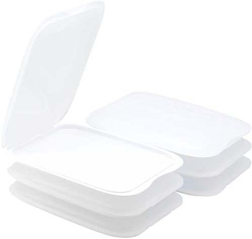 6 x Stapelbare Aufschnittbox, BPA-frei, Frischhaltedose, Wurst Behälter, Aufschnittdose, Weiß