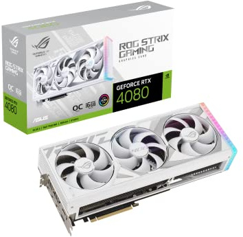ASUS Scheda grafica da gioco ROG Strix GeForce RTX™ 4080 White OC Edition (PCIe 4.0, 16GB GDDR6X, HDMI 2.1a, DisplayPort 1.4a)