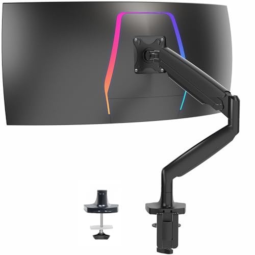 VIVO Premium Aluminum Heavy Duty Single Monitor Arm for Ultrawide Monitor up to 35 inches and 24 lbs, Desk Mount Stand, Pneumatic Height, Max VESA 100x100, Black, STAND-V101Q