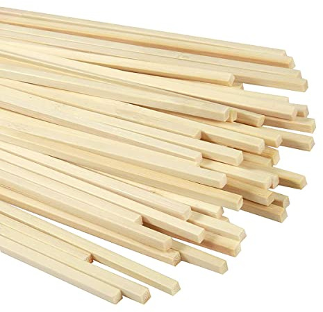 Listones de Madera,100 pcs Palos Madera Manualidades de Bambú Tiras de Bambú Palos de Madera Varillas de Bambú para Manualidades Tablones de Madera Algodon de Azucar para Proyectos,Cuadradas 30cm x5mm