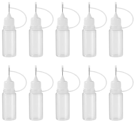 Nadelflaschen Set,Needle Tip Bottle,10Stk Klebstoffflasche 10ml,Flasche Applikator Kleber,Dosierflasche,Quetschflasche Klein,Leimflasche Leer,Kleine Plastikflaschen Zum BefüLlen,Applikator Flasche