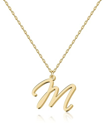 UMAGICBOX Collier lettre initiale M en Plaqué Or 18K pour Femmes - Accessoire chic pour soirées, cadeau parfait pour Noël, résistant à la décoloration - Collection Alphabet