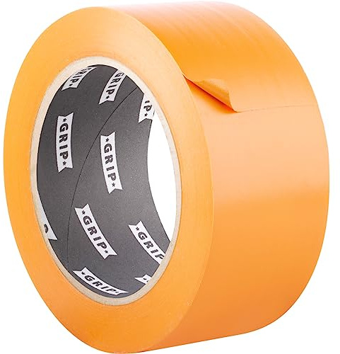 GRIP Eventbasics Cinta adhesiva de PVC naranja, 50 mm x 33 m, cinta adhesiva de PVC GT 802, mate, extremadamente elástica y elástica, alta resistencia al desgarro, resistente al agua