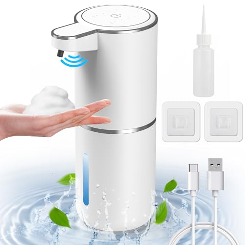 HOMELYLIFE Automatic Soap Dispenser, 380ML Rechargeable Touchless Foam Soap Dispenser, 4 Levels Adjustable, IR Sensor, Wall Mounted Electric Hand Soap Dispenser Waterproof for Kitchen Bathroom