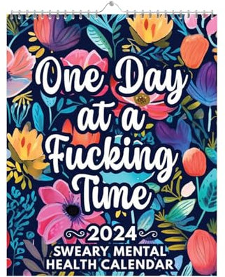2024 Lustiger Kalender für psychische Gesundheit, Kalender 2024 Monatsansicht, 2024 Kalender Familienplaner, Humor Sweary Kalender 2024 Wandkalender mit Sweary Affirmations Monatsplaner (A)