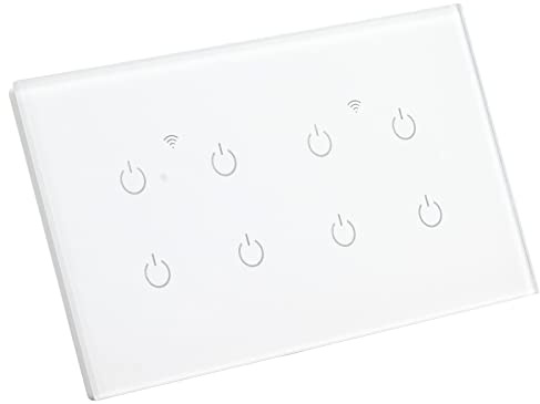 Wifi Lichtschalter Smart Switch Wifi Smart Touch Schalter 8 Gang Touch Wandschalter Glasscheibe IP44 Drahtlose Fernbedienung Schalter EU Standard AC110‑240V