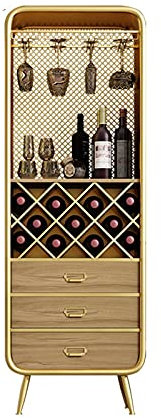 MOOWI Weinschrank Weinschrank for Zuhause, Schmiedeeisen, gewerbliche Lagerung, Teeschrank, Holz, einfaches hängendes Weinregal aus Glas Barschrank (Size : M)