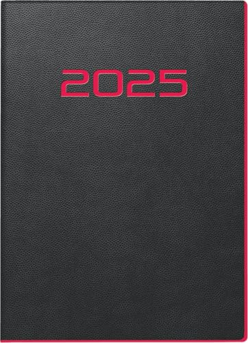 rido/idé Taschenkalender Modell perfect/Technik I (2025), 2 Seiten = 1 Woche, A6, 208 Seiten, PU-Einband, flexibel, schwarz