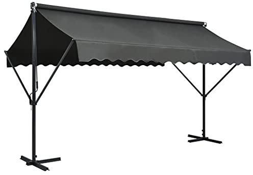 Cosisti Store Double Pente 4x3 m Autoportant Anthracite pour Terrasse Patio et Arrière-Cour