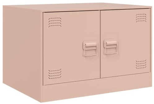 vidaXL Couchtisch, Beistelltisch mit Stauraum, Sofatisch Kaffeetisch für Wohnzimmer, Wohnzimmertisch Pflegeleicht, Modern, Rosa Stahl