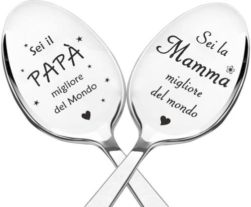Cucchiai da caffè incisi, Miglior papà del mondo, Migliore mamma del mondo, Cucchiai da tè in acciaio inossidabile, Regali per il padre, Madre, Genitori, Regalo di compleanno, Regalo di festa del papà