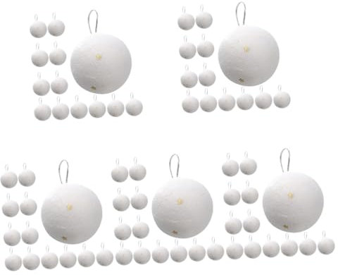 TOPBATHY 120 STK Schneeball-anhänger Weihnachtsbaum Schäumt Kugeln Schneespielzeug Feiertagsbaum Weihnachtsschneeballverzierungen Hängende Falsche Schneebälle Weihnachtsdekore Schaum Weiß