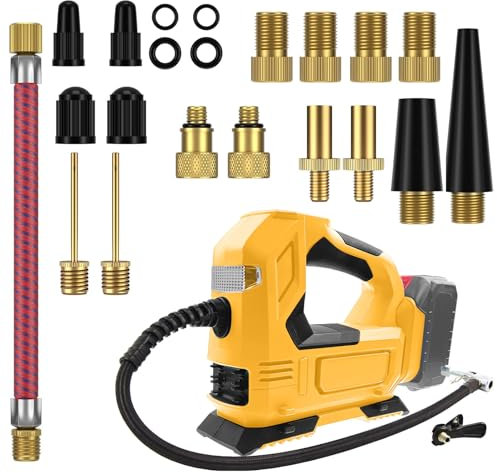 Akku-Kompressor für ‎Dewalt 20V Akku (ohne Akku, ohne Ladegerät), Tragbare LED-Licht Handheld Luftpumpe mit digitalem Manometer, Elektrische Luftkompressor für Autos, Motorräder, Fahrräder, Sportbälle