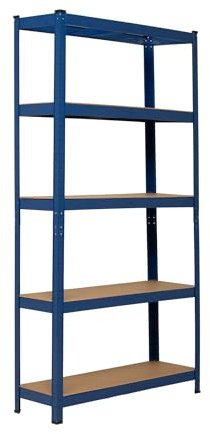 Rack King Scaffale Metallo 180 x 90 x 30 cm, a 5 Ripiani, Capacita' 1,000kg, Blu