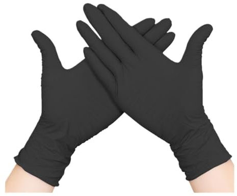 VONCYKI 50PCS/100PCS Nitrile Gloves Latex For Work Dish Washing Kitchen Garden Household Cleaning Hair Salon Powder Free Gloves(Black 100PCS,S)