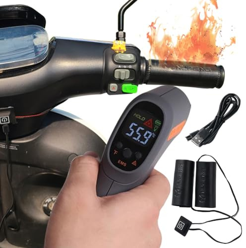 KOBONA Heated Motorcycle Handlebar Grips Warmer USB Anti Slip Scooter Moped Bar Hand Warmer 6 Gear Anti Vibration Winter Motorcycle ATV Scooter Heated Grips with Switch Handlebar Warmer Slee