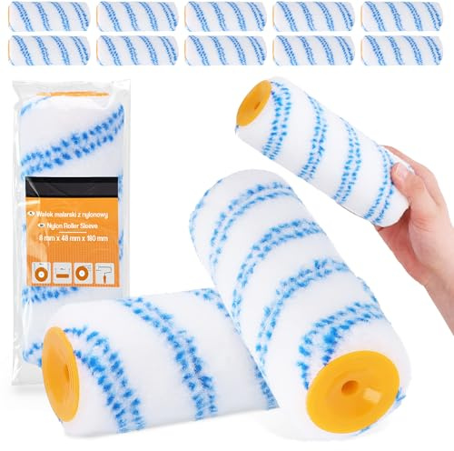 10x Farbroller 18 cm Ersatzrolle Farbwalze Malerwalze Malerrolle Nylonrolle Malen Streichen Wandfarbe Roller Anti-Spritz-Roller Universal Wandroller Robuste
